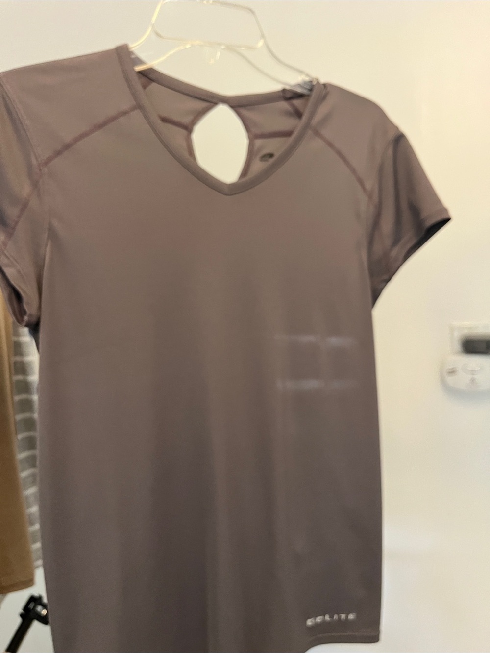 Women's Short-Sleeve V-Neck Keyhole Active Tee - Taupe